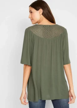 Clearance Long-Tunika aus Crinkle, halbarm Damen Nachhaltigere Materialien|Blusen & Tuniken