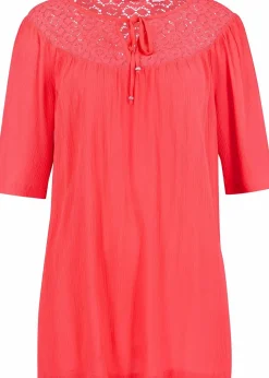 Damen bonprix Bekleidung·Jacken & Mäntel|Blusen & Tuniken|Long-Tunika aus Crinkle, halbarm