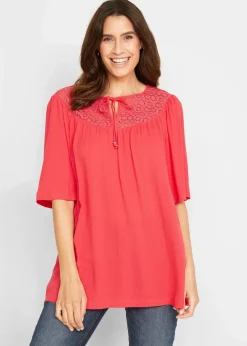 Damen bonprix Bekleidung·Jacken & Mäntel|Blusen & Tuniken|Long-Tunika aus Crinkle, halbarm