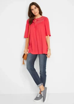Damen bonprix Bekleidung·Jacken & Mäntel|Blusen & Tuniken|Long-Tunika aus Crinkle, halbarm