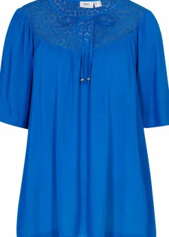 Damen bonprix Nachhaltigere Materialien|Blusen & Tuniken|Long-Tunika aus Crinkle, halbarm