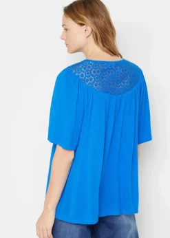 Damen bonprix Nachhaltigere Materialien|Blusen & Tuniken|Long-Tunika aus Crinkle, halbarm