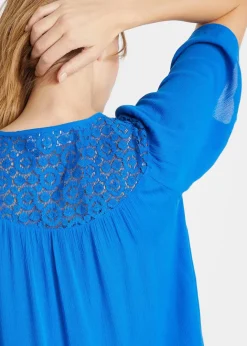 Damen bonprix Nachhaltigere Materialien|Blusen & Tuniken|Long-Tunika aus Crinkle, halbarm