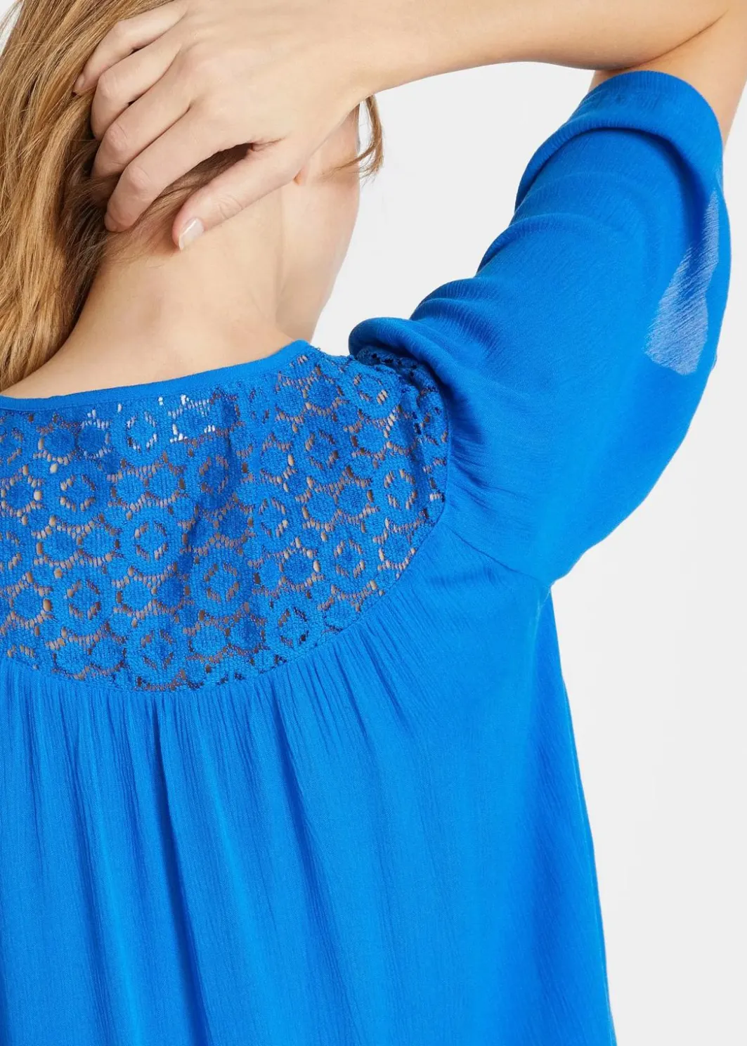 Damen bonprix Nachhaltigere Materialien|Blusen & Tuniken|Long-Tunika aus Crinkle, halbarm