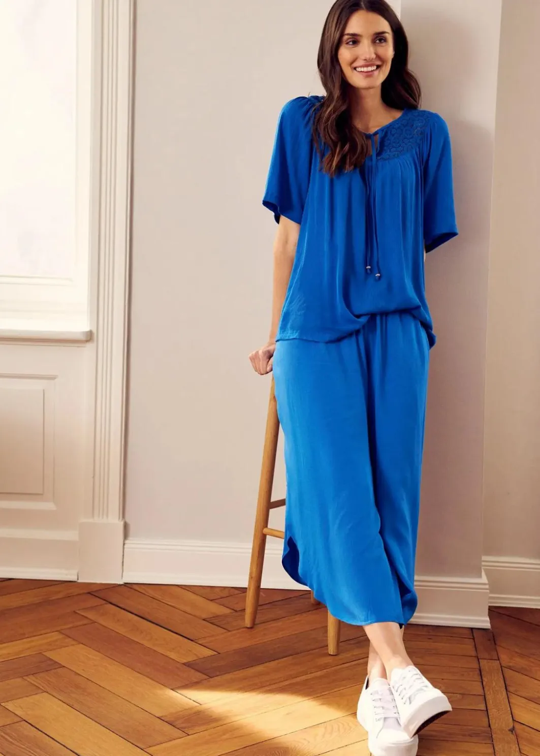 Damen bonprix Nachhaltigere Materialien|Blusen & Tuniken|Long-Tunika aus Crinkle, halbarm