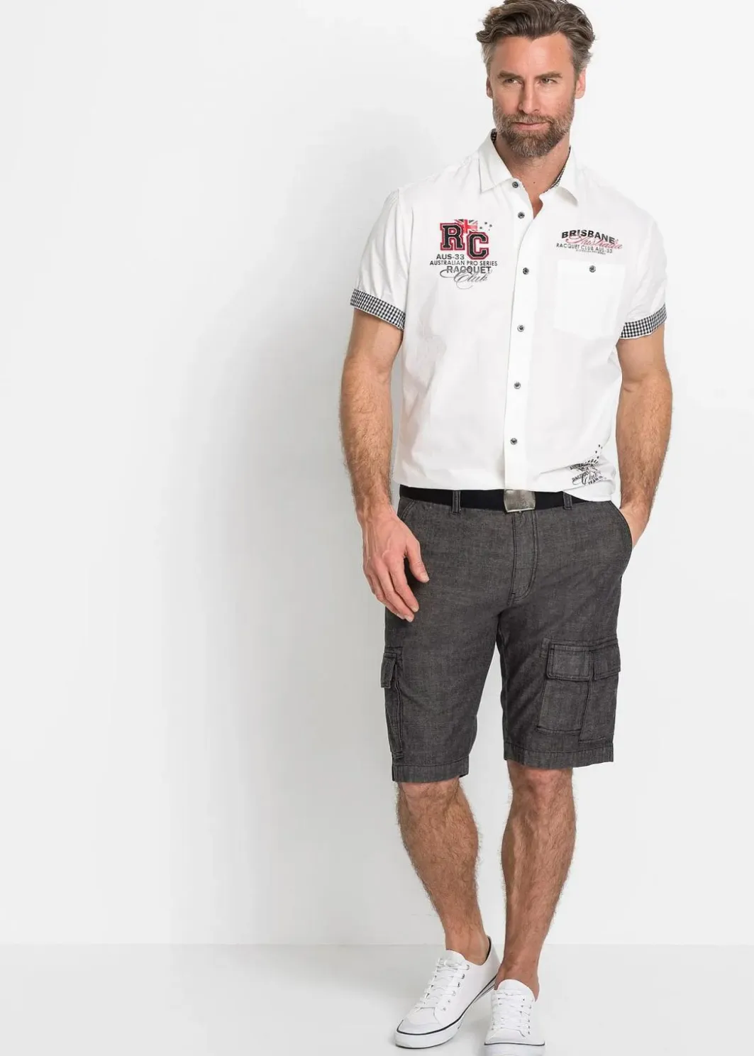 Herren bonprix Hosen|Shorts|Loose Fit Cargo-Bermuda aus reiner Baumwolle