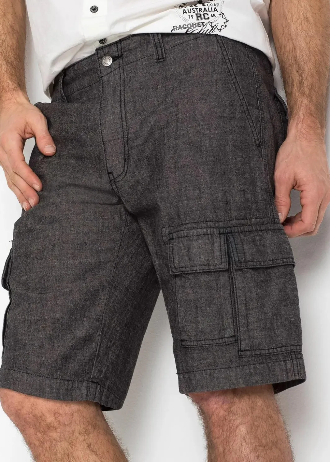 Herren bonprix Hosen|Shorts|Loose Fit Cargo-Bermuda aus reiner Baumwolle