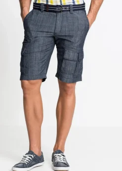 Herren bonprix Große Größen|Shorts|Loose Fit Cargo-Bermuda aus reiner Baumwolle