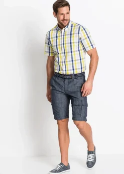 Herren bonprix Große Größen|Shorts|Loose Fit Cargo-Bermuda aus reiner Baumwolle