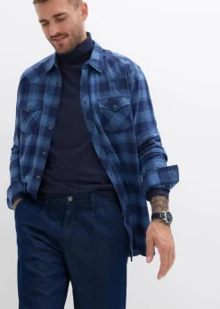 Herren bonprix Große Größen|Jeans|Loose Fit Jeans mit Bundfalten, Straight