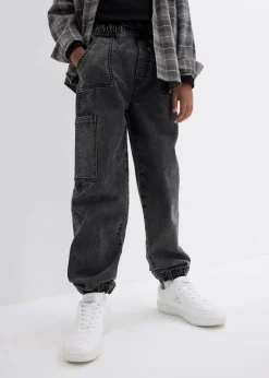 Kinder bonprix Jungen 9-16 Jahre·Jeans|Loose Fit Schlupf-Cargo-Jeans mit Stretchanteil