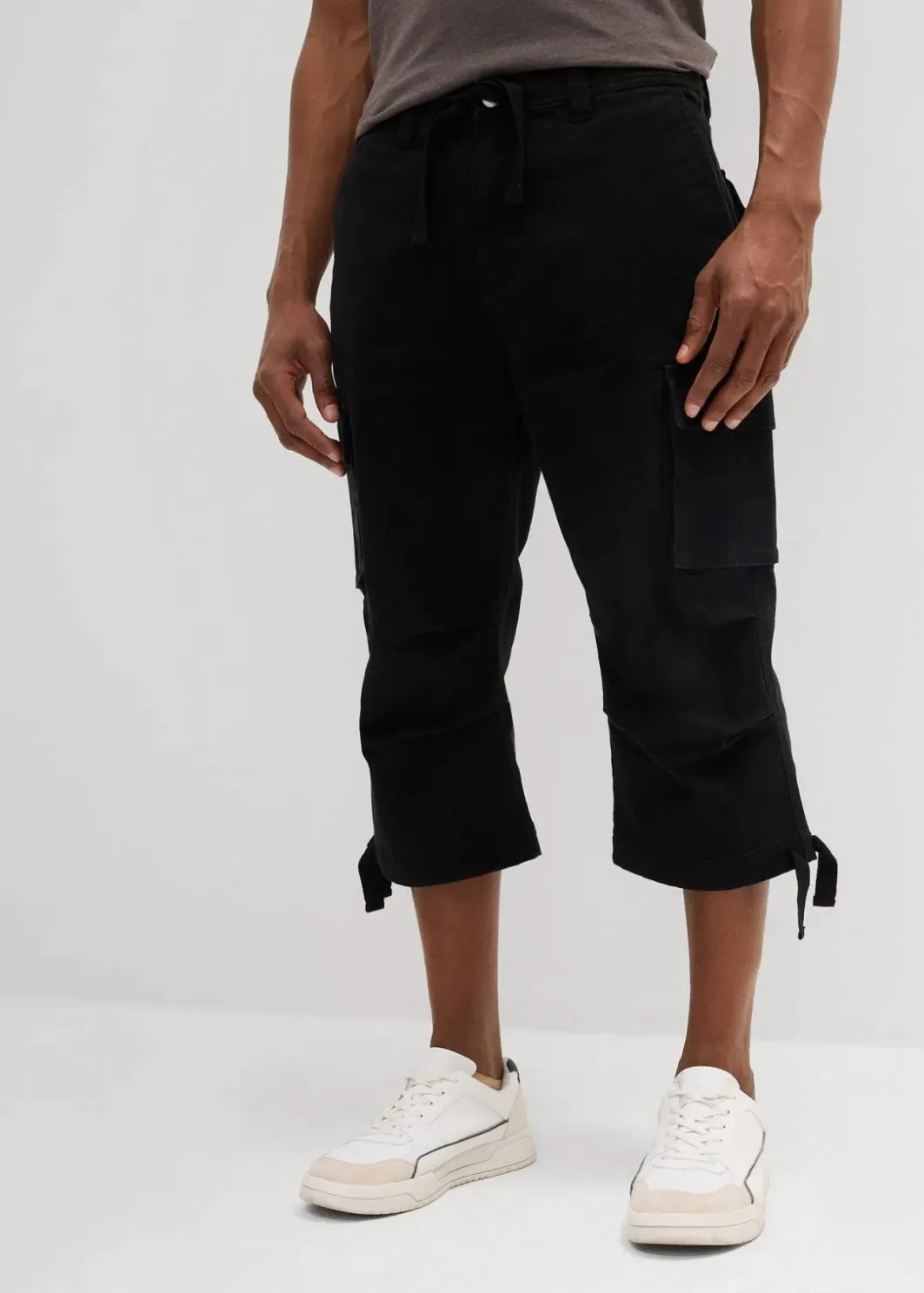 Herren bonprix Hosen|Große Größen|Loose Fit Stretch-3/4-Cargohose, extra weit