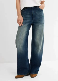 Damen bonprix Bekleidung·Shirts & Tops|Jeans|Loose Straight-Jeans High Waist, Low Stretch