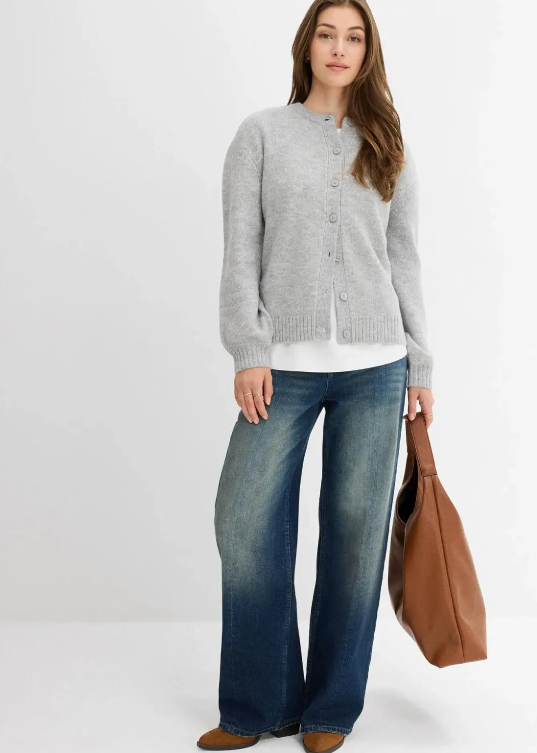 Damen bonprix Bekleidung·Shirts & Tops|Jeans|Loose Straight-Jeans High Waist, Low Stretch