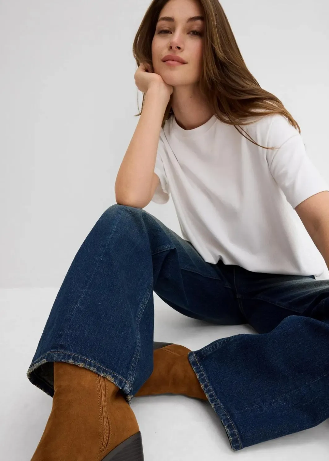 Damen bonprix Bekleidung·Shirts & Tops|Jeans|Loose Straight-Jeans High Waist, Low Stretch