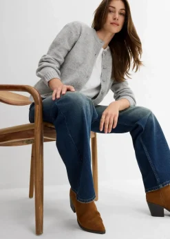 Damen bonprix Bekleidung·Shirts & Tops|Jeans|Loose Straight-Jeans High Waist, Low Stretch