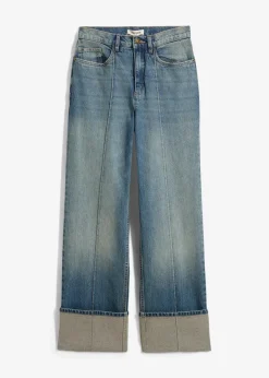 Damen bonprix Kurzgrößen|Bekleidung·Shirts & Tops|Loose Straight-Jeans High Waist