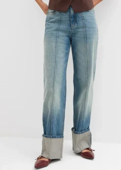 Damen bonprix Kurzgrößen|Bekleidung·Shirts & Tops|Loose Straight-Jeans High Waist