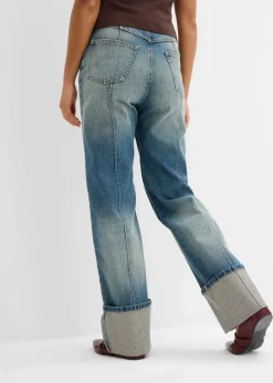Damen bonprix Kurzgrößen|Bekleidung·Shirts & Tops|Loose Straight-Jeans High Waist