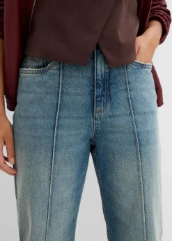 Damen bonprix Kurzgrößen|Bekleidung·Shirts & Tops|Loose Straight-Jeans High Waist
