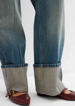 Damen bonprix Kurzgrößen|Bekleidung·Shirts & Tops|Loose Straight-Jeans High Waist