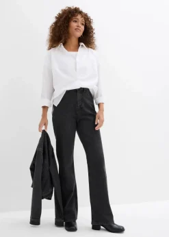 Outlet Loose Straight-Jeans High Waist, Bequembund mit Strass Damen Jeans