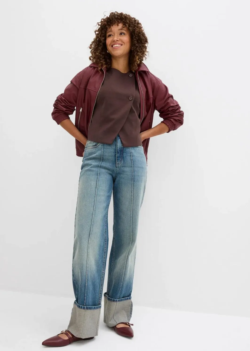 Sale Loose Straight-Jeans High Waist Damen Kurzgrößen|Jeans