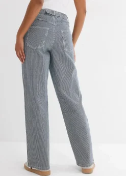 Discount Loose Straight-Jeans, High Waist, gestreift Damen Bekleidung·Shirts & Tops|Jeans
