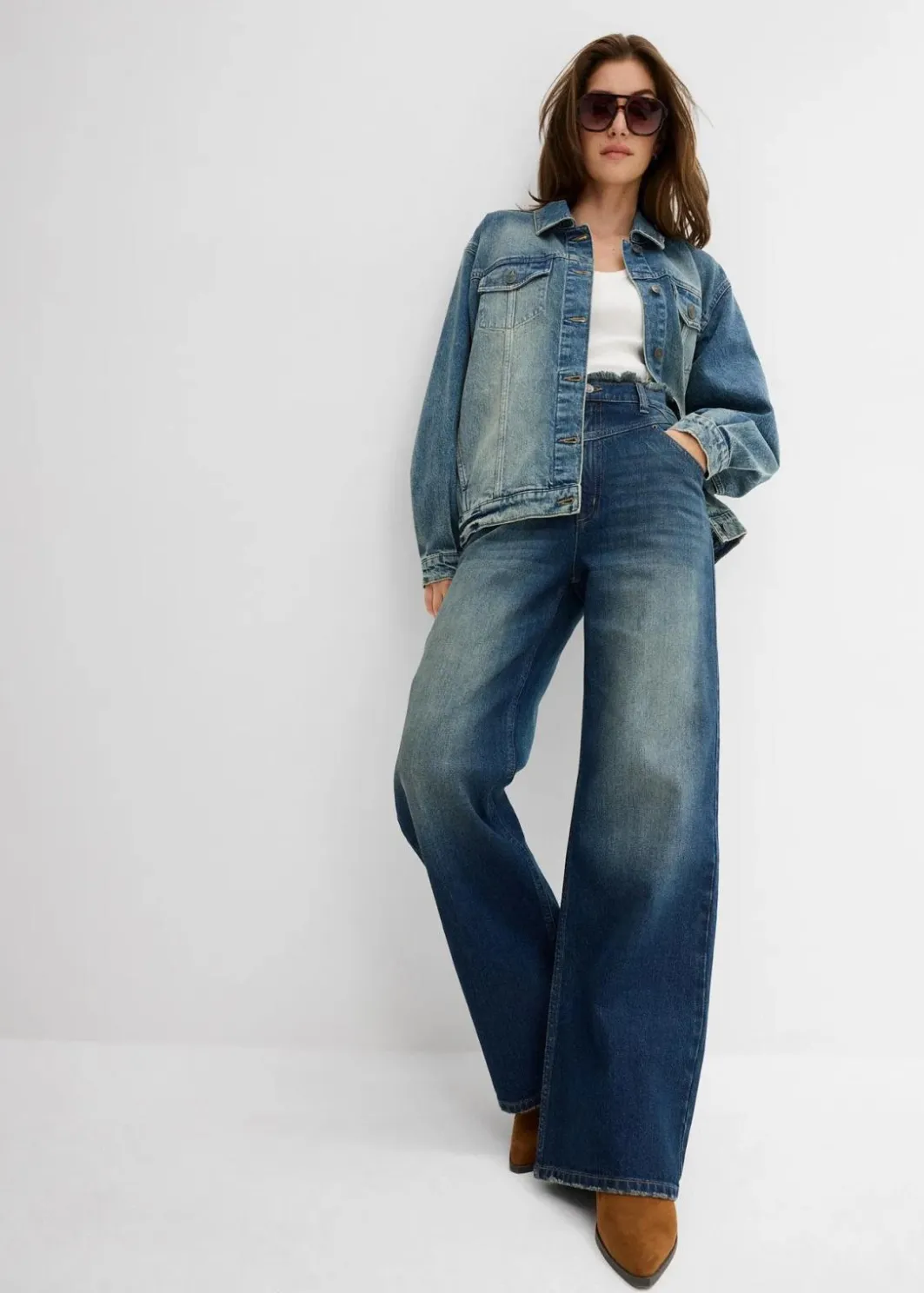 Damen bonprix Bekleidung·Shirts & Tops|Jeans|Loose Straight-Jeans High Waist