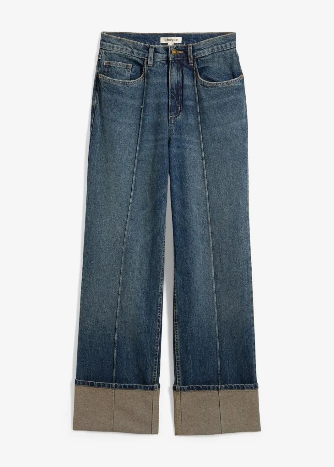 Damen bonprix Kurzgrößen|Bekleidung·Shirts & Tops|Loose Straight-Jeans High Waist
