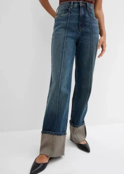 Damen bonprix Kurzgrößen|Bekleidung·Shirts & Tops|Loose Straight-Jeans High Waist