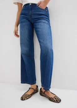 Damen bonprix Bekleidung·Shirts & Tops|Jeans|Loose Straight-Jeans Mid Waist, cropped