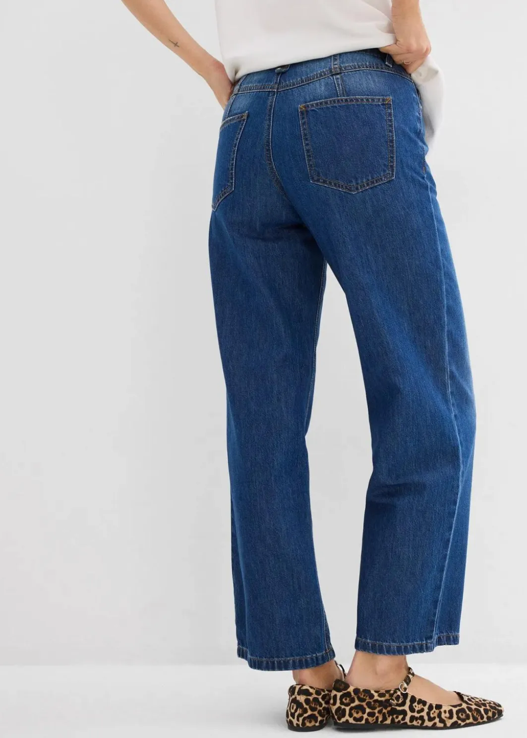 Damen bonprix Bekleidung·Shirts & Tops|Jeans|Loose Straight-Jeans Mid Waist, cropped