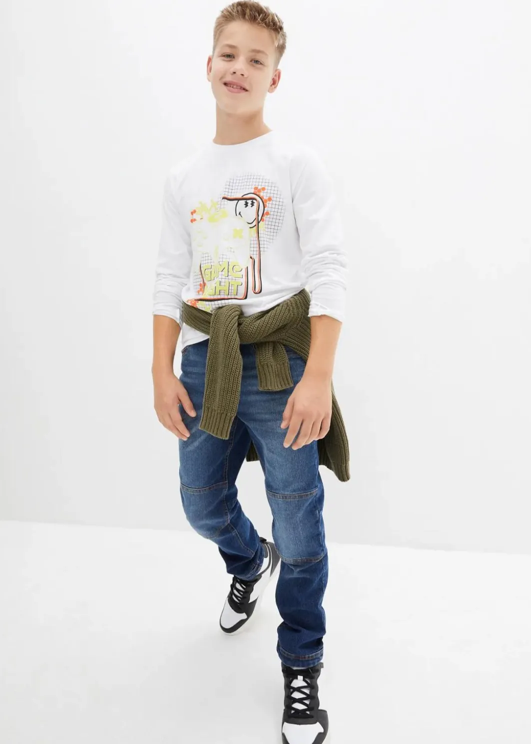 Best Loose-Fit-Stretch-Jeans mit verstellbarem Bund, Straight Kinder Jungen 9-16 Jahre·Bademode|Jungen 9-16 Jahre·Jeans