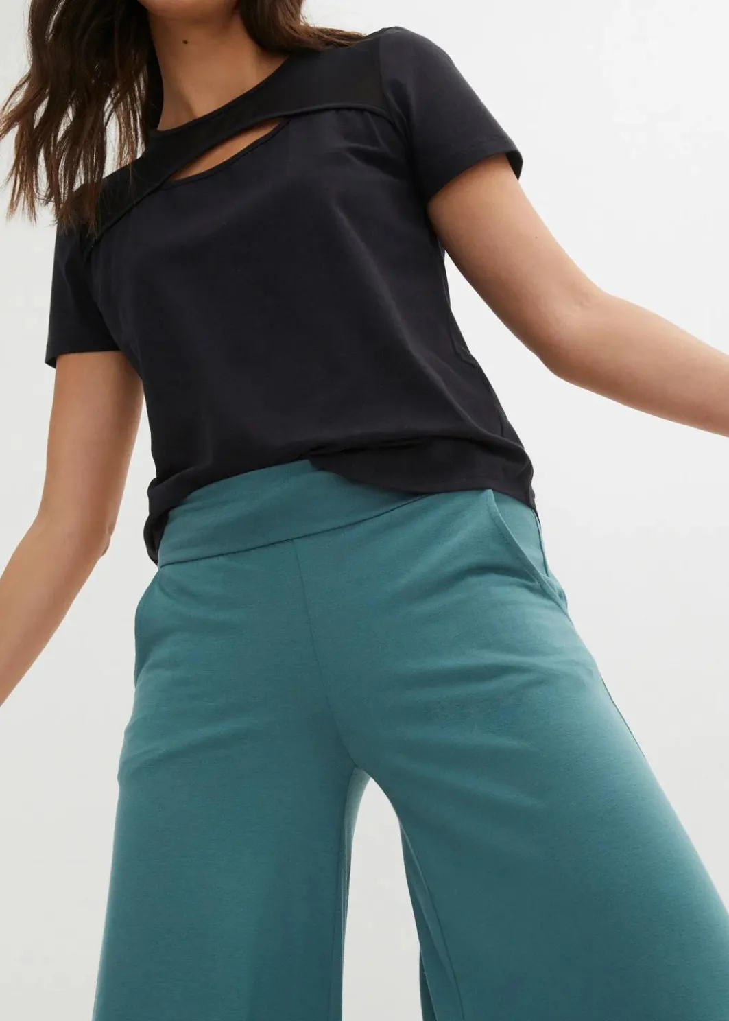 Damen bonprix Nachhaltigere Materialien|Hosen|Loungewear Culotte mit weitem Bein