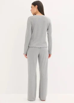 Damen bonprix Wäsche·Homewear|Wäsche·Nachtwäsche|Loungewear Hausanzug aus weichem Pointelle-Jersey