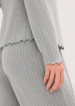 Damen bonprix Wäsche·Homewear|Wäsche·Nachtwäsche|Loungewear Hausanzug aus weichem Pointelle-Jersey