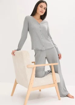 Damen bonprix Wäsche·Homewear|Wäsche·Nachtwäsche|Loungewear Hausanzug aus weichem Pointelle-Jersey