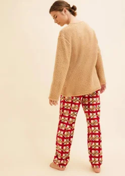 Sale Loungewear Hausanzug aus Fleece mit Stickerei Damen Wäsche·Homewear|Wäsche·Nachtwäsche