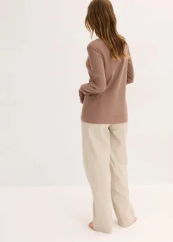 Sale Loungewear Rippshirt mit gewebter Hose Damen Wäsche·Nachtwäsche|Nachtwäsche