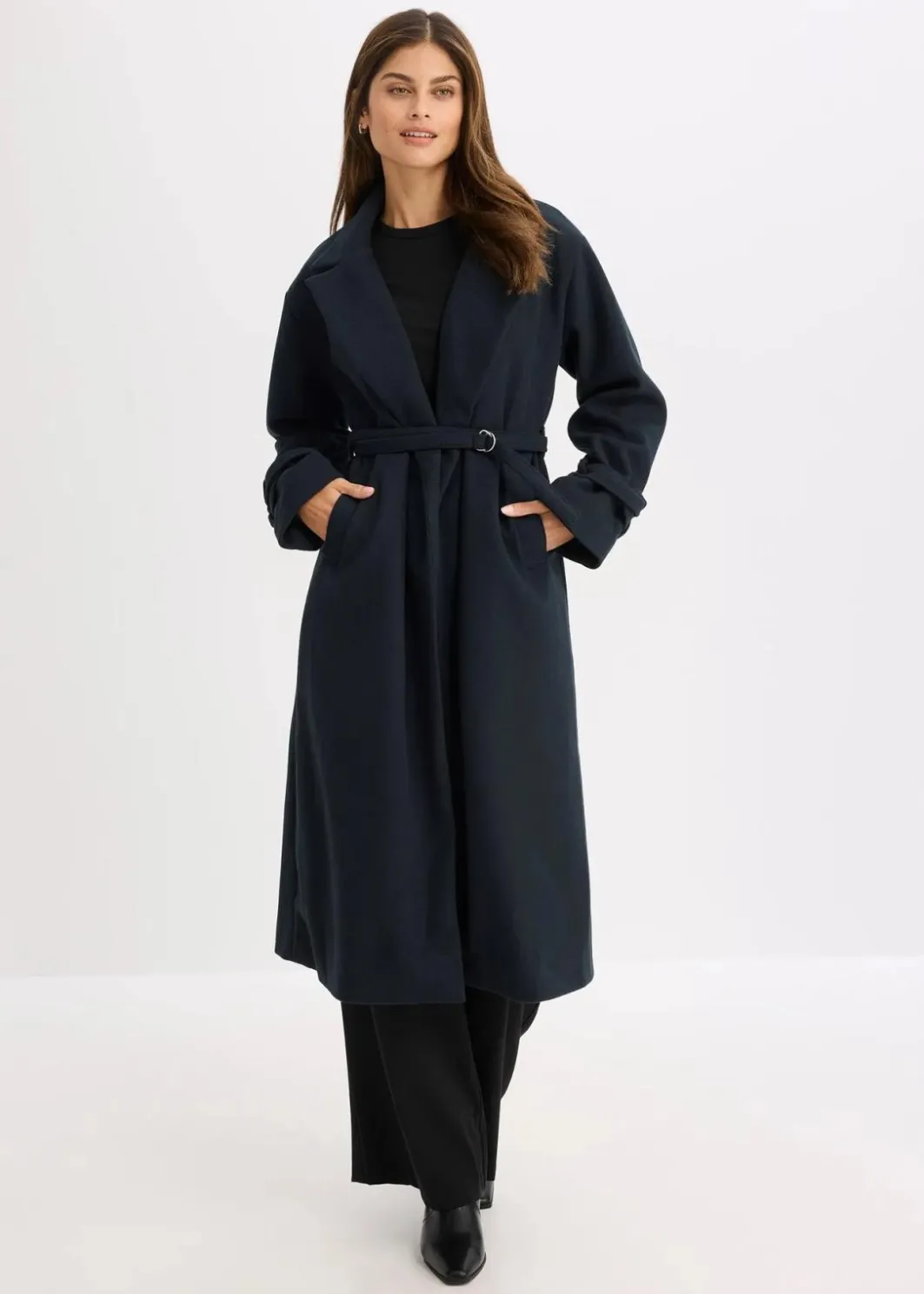 Damen bonprix Kurzgrößen|Bekleidung·Hosen|Mantel aus Viskose-Mix