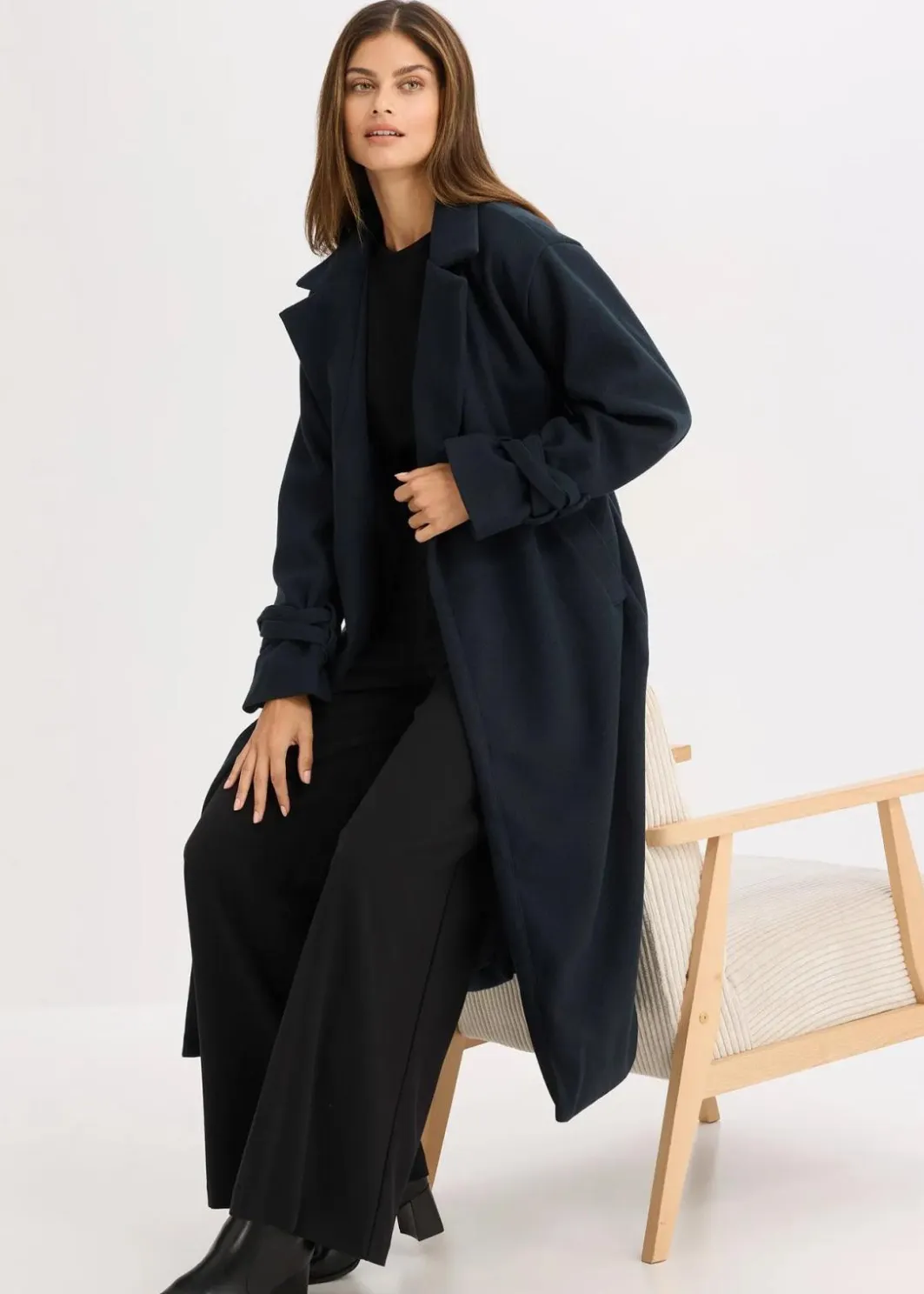 Damen bonprix Kurzgrößen|Bekleidung·Hosen|Mantel aus Viskose-Mix