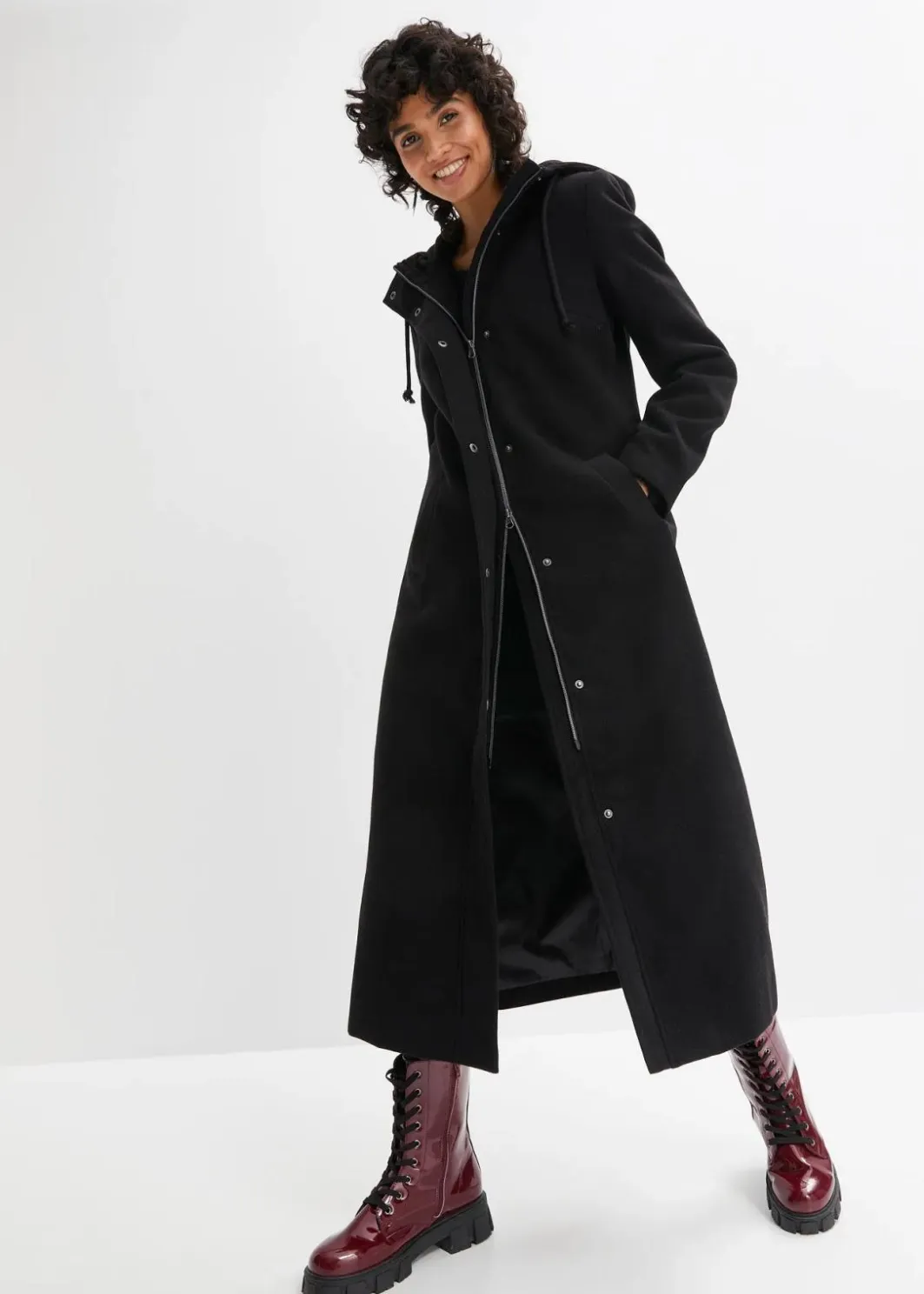 Damen bonprix Bekleidung·Hosen|Jacken & Mäntel|Mantel aus Wollimitat, Maxi-Länge