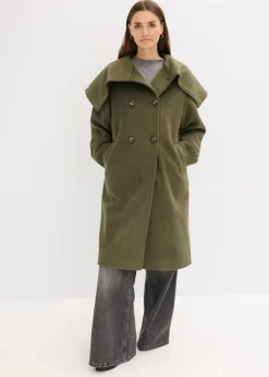 Sale Mantel in Wolloptik mit weitem Kragen Damen Bekleidung·Hosen|Jacken & Mäntel