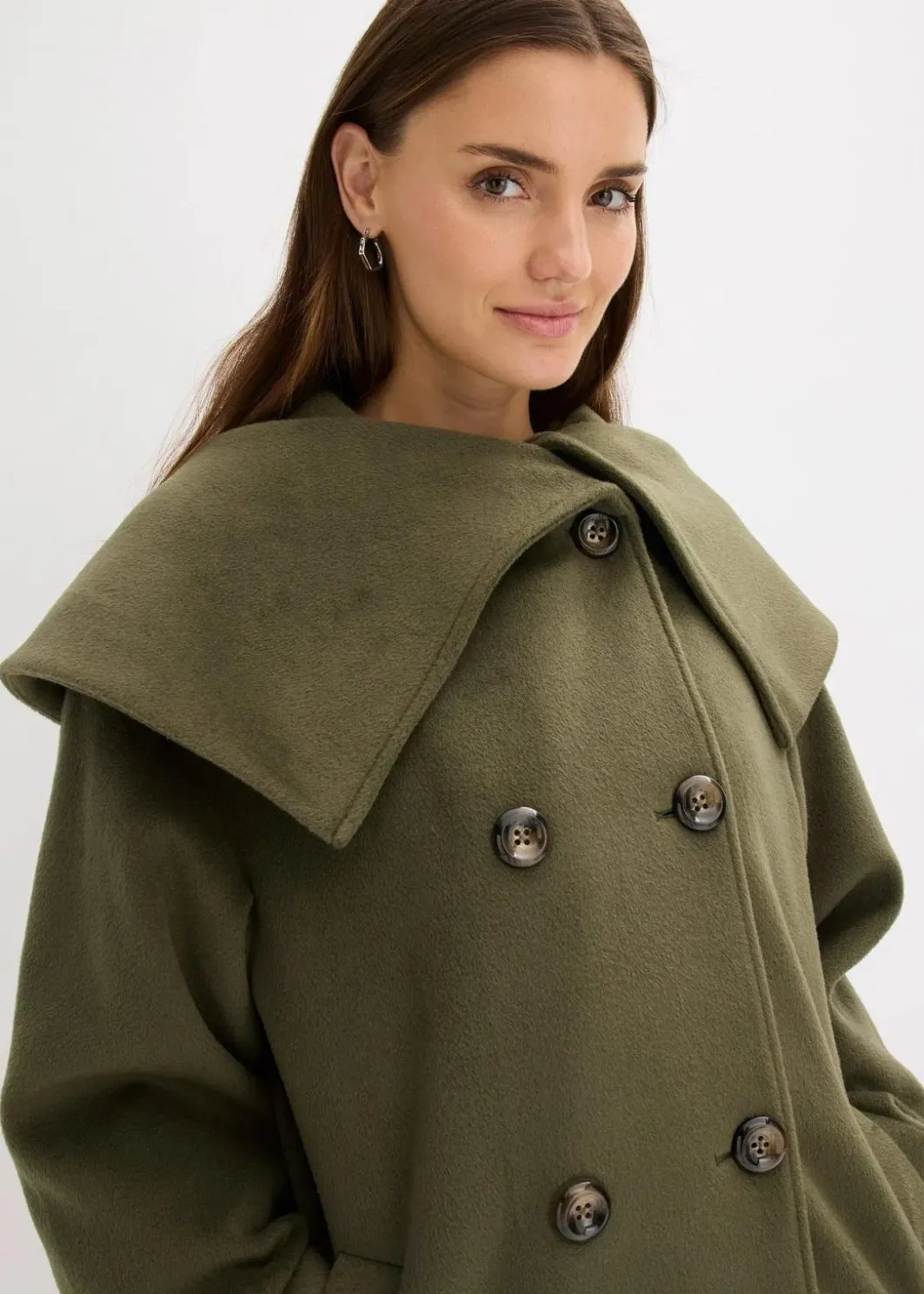 Sale Mantel in Wolloptik mit weitem Kragen Damen Bekleidung·Hosen|Jacken & Mäntel
