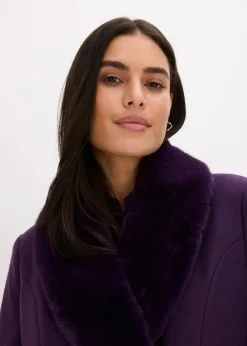 Best Mantel mit abknöpfbaren Fellimitatkragen Damen Bekleidung·Hosen|Jacken & Mäntel