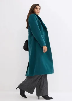 Damen bonprix Nachhaltigere Materialien|Jacken & Mäntel|Mantel mit abknöpfbaren Fellimitatkragen