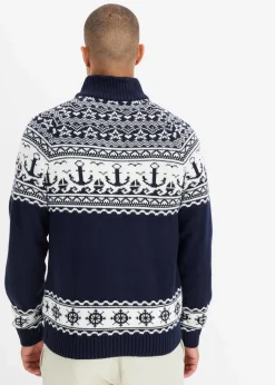 Herren bonprix Große Größen|Pullover & Strickjacken|Maritimer Norweger-Troyer