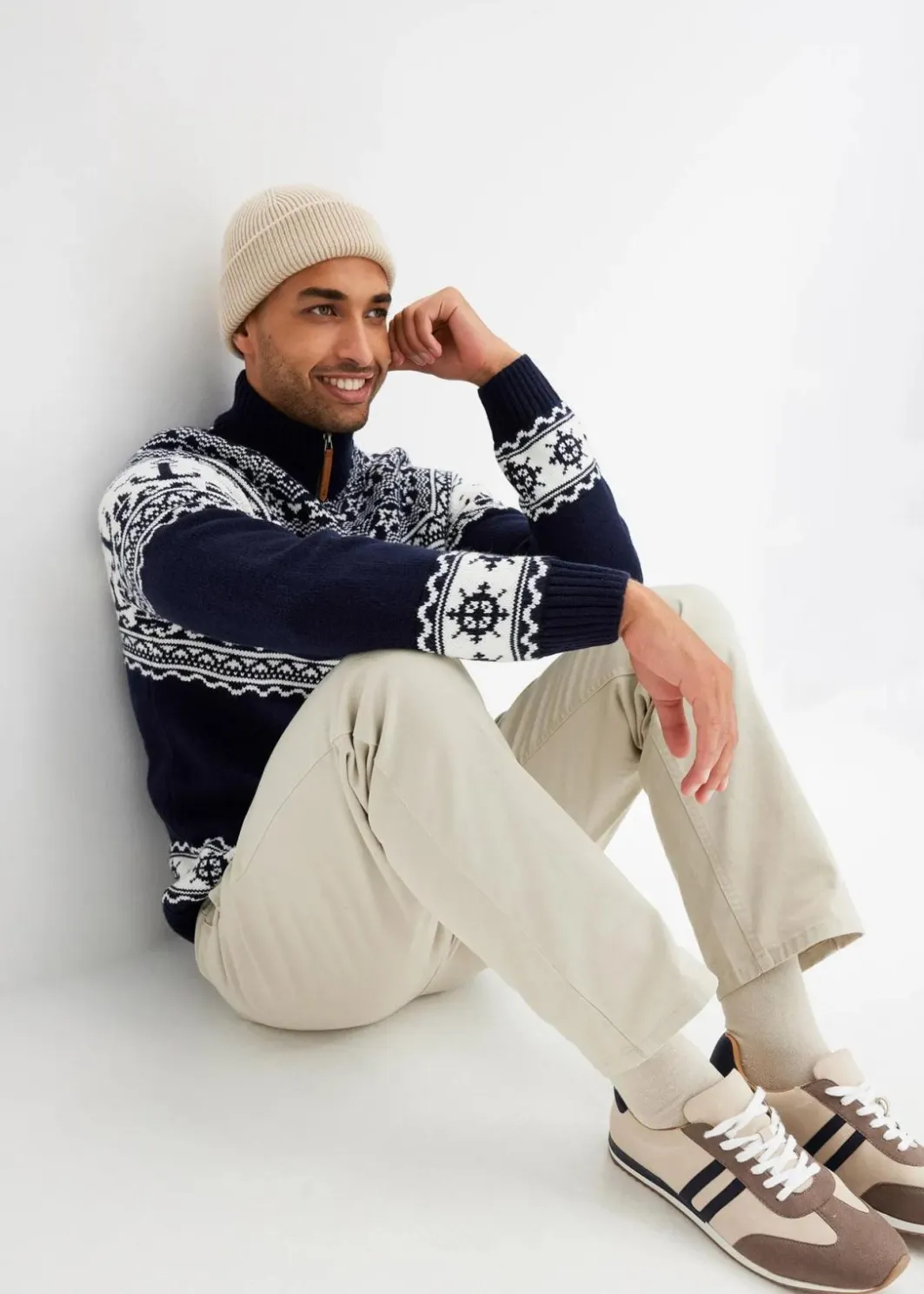 Herren bonprix Große Größen|Pullover & Strickjacken|Maritimer Norweger-Troyer