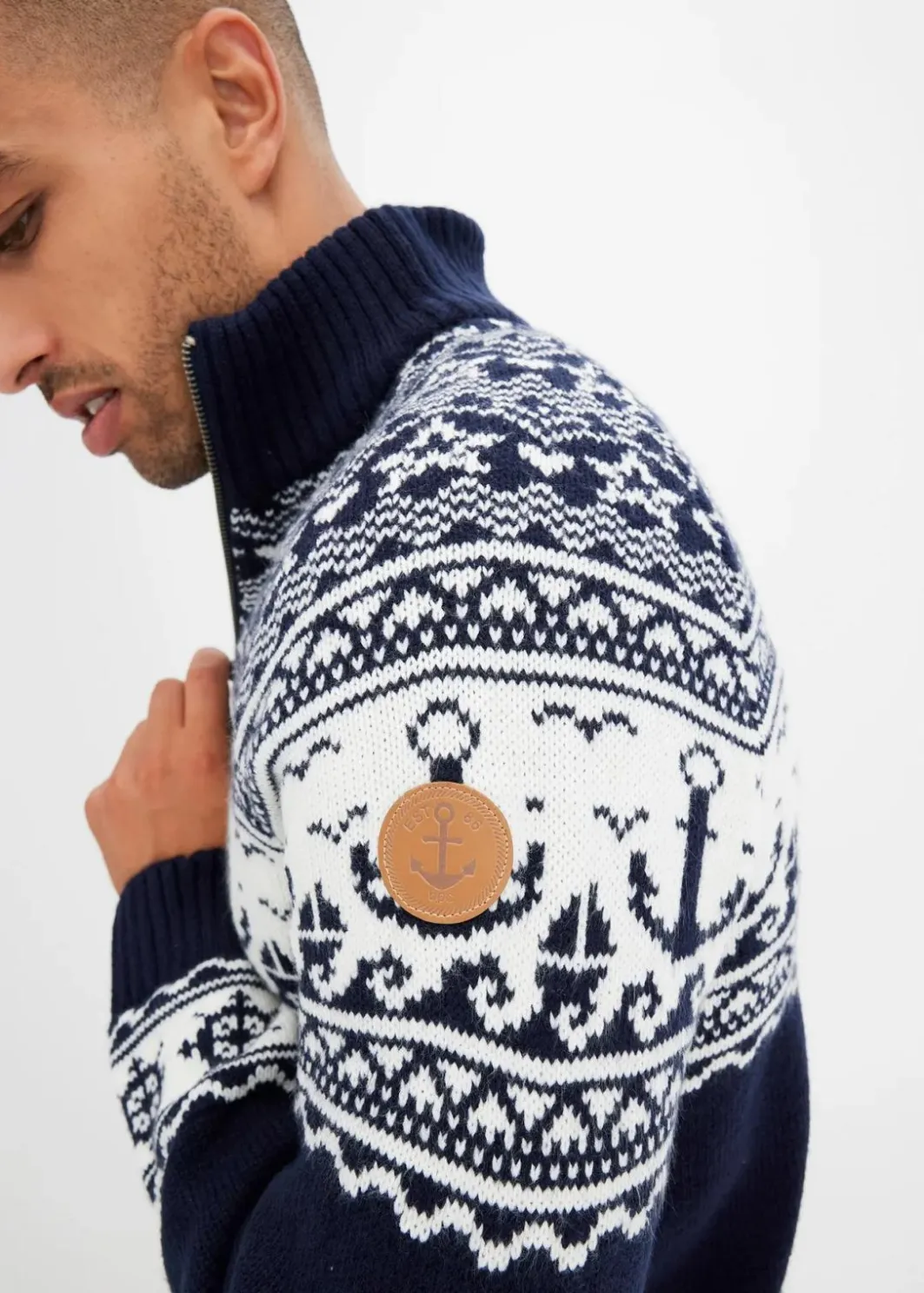 Herren bonprix Große Größen|Pullover & Strickjacken|Maritimer Norweger-Troyer